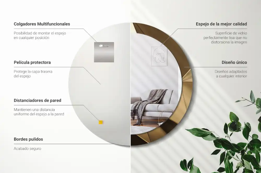 Okrúhle zrkadlo s potlačeným rámom Moderná abstrakcia