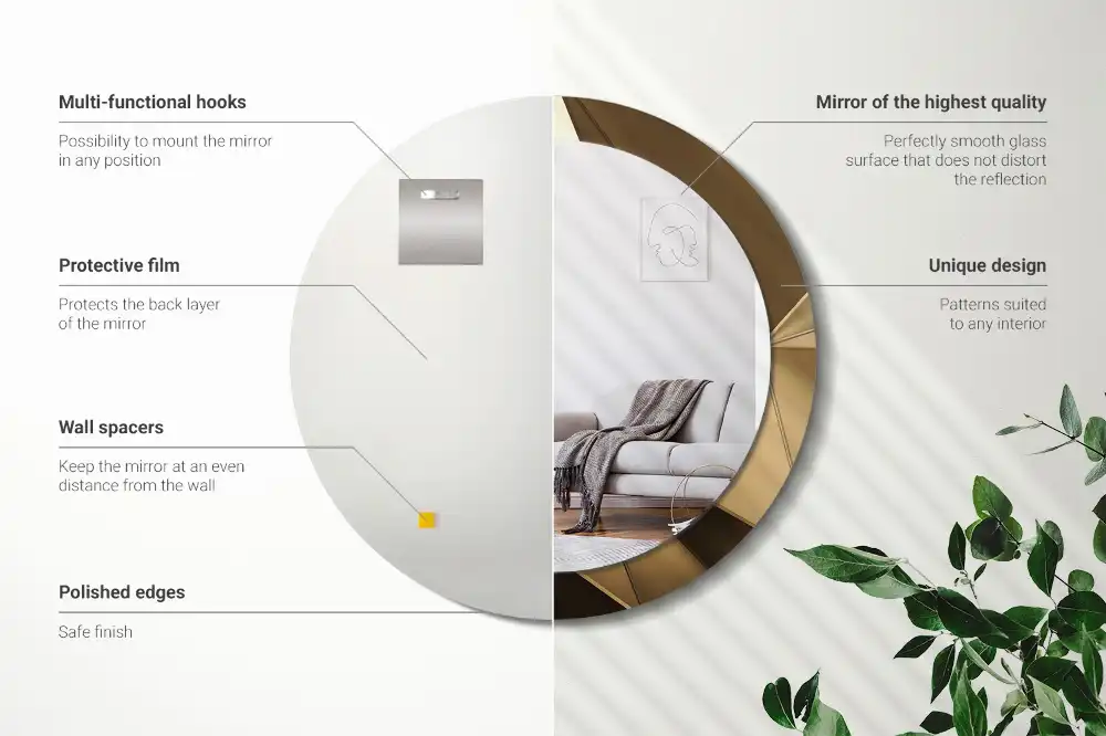 Okrúhle zrkadlo s potlačeným rámom Moderná abstrakcia