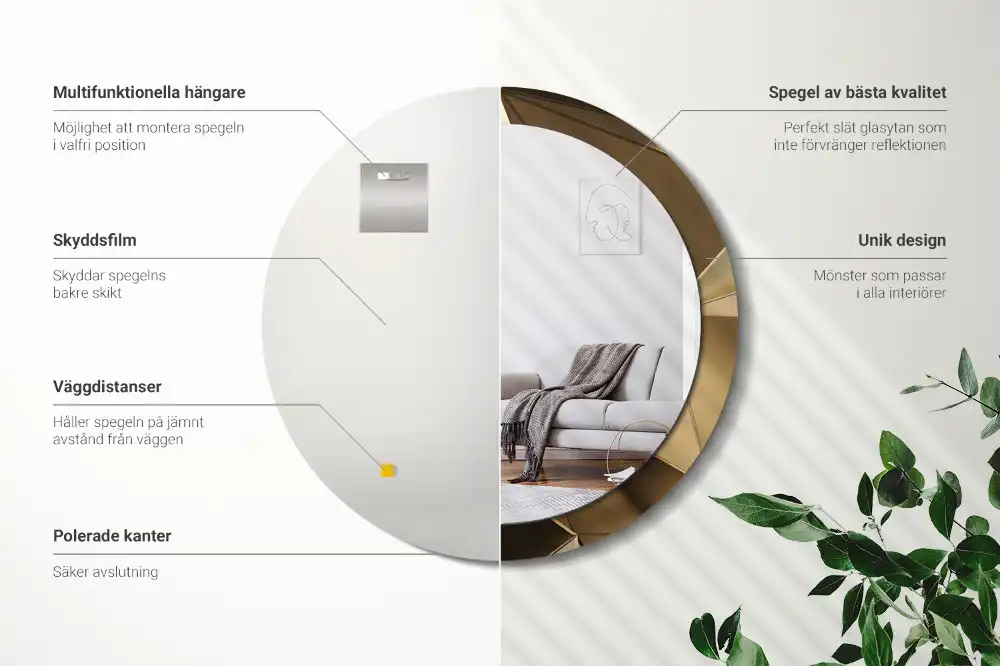 Okrúhle zrkadlo s potlačeným rámom Moderná abstrakcia