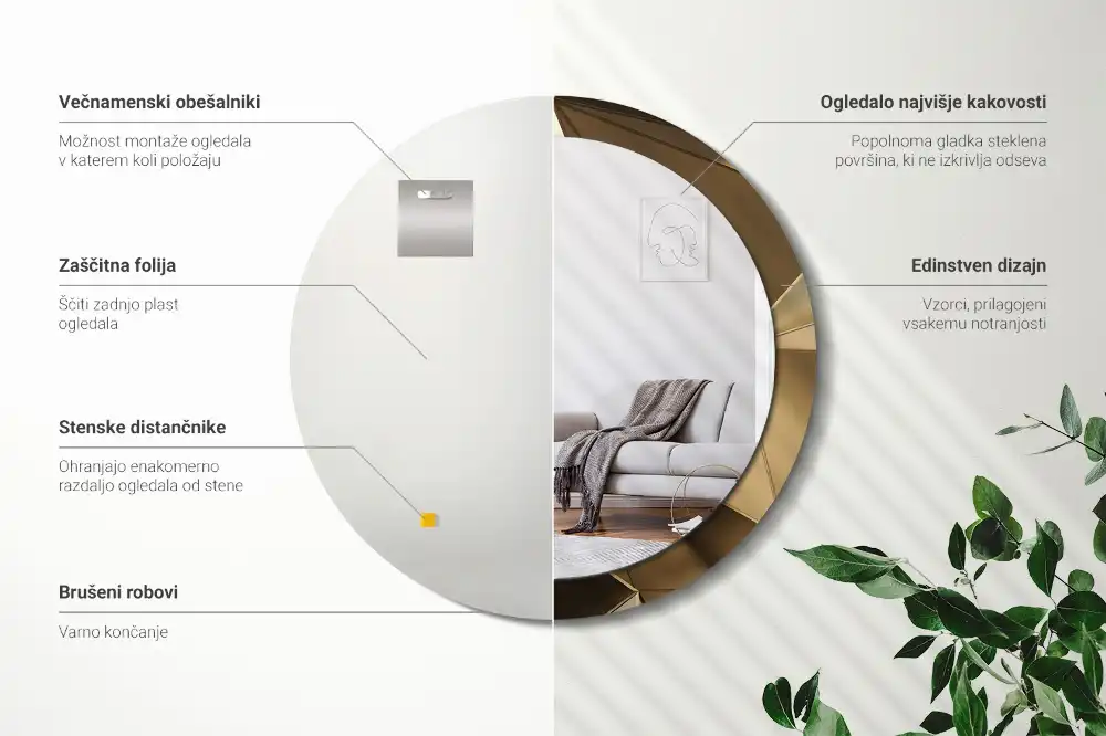 Okrúhle zrkadlo s potlačeným rámom Moderná abstrakcia