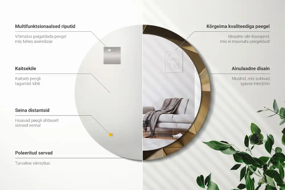 Okrúhle zrkadlo s potlačeným rámom Moderná abstrakcia