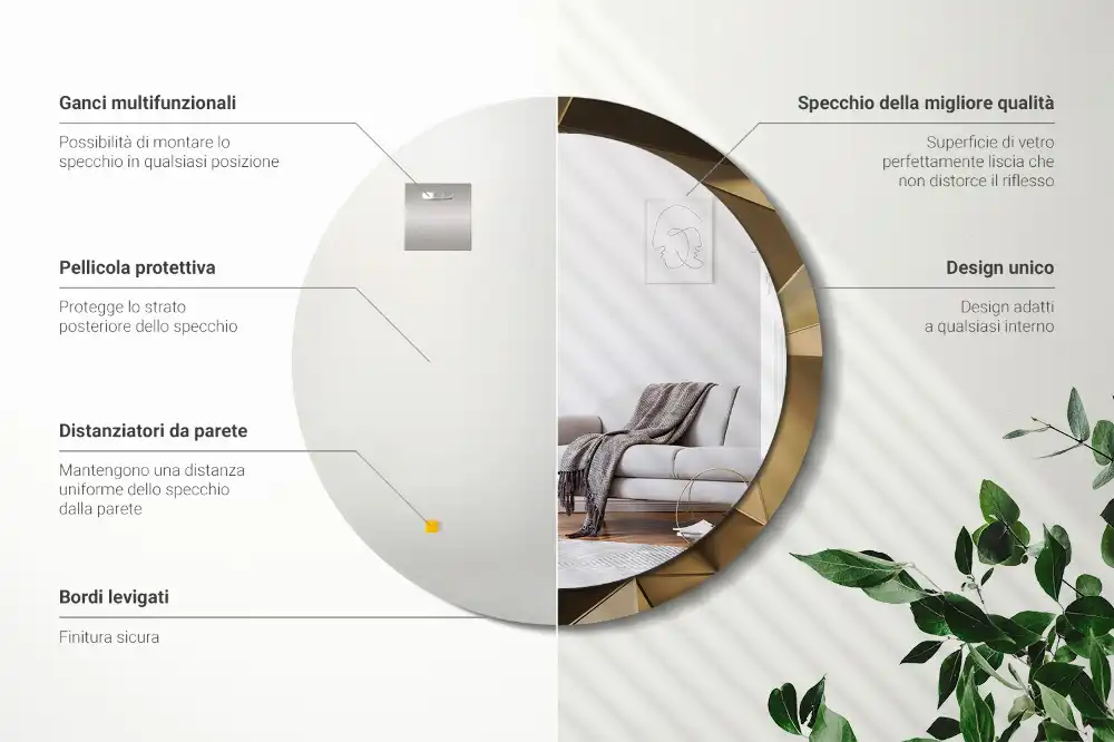 Okrúhle zrkadlo s potlačeným rámom Moderná abstrakcia