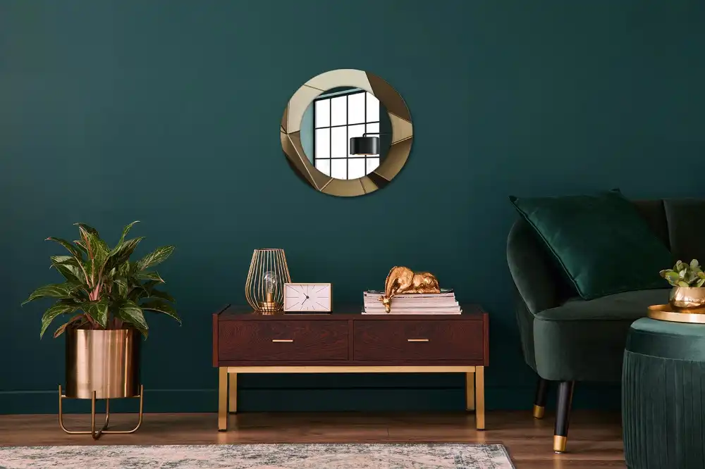 Okrúhle zrkadlo s potlačeným rámom Moderná abstrakcia