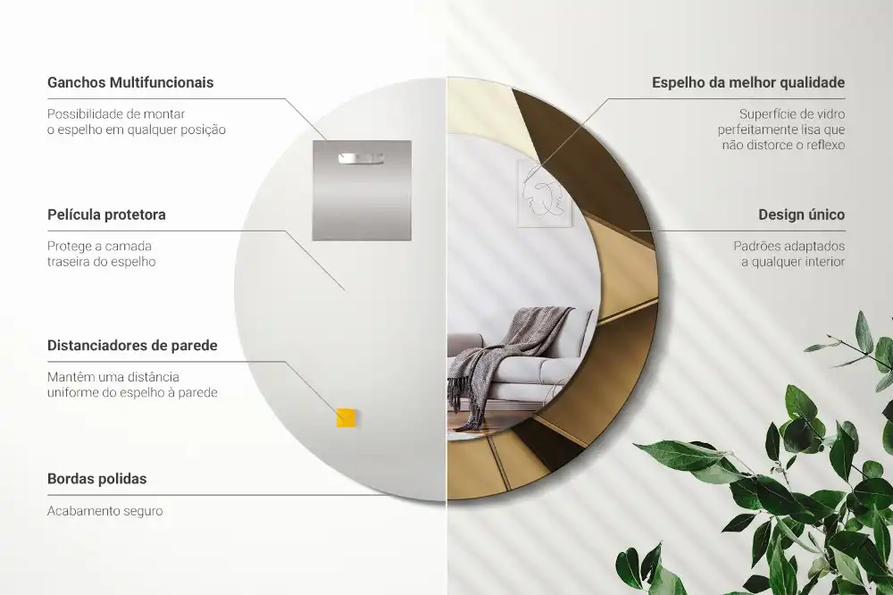 Okrúhle zrkadlo s potlačeným rámom Moderná abstrakcia