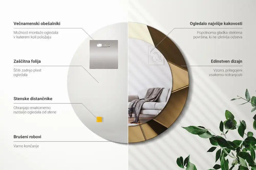 Okrúhle zrkadlo s potlačeným rámom Moderná abstrakcia