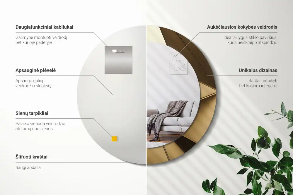 Okrúhle zrkadlo s potlačeným rámom Moderná abstrakcia