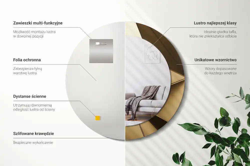 Okrúhle zrkadlo s potlačeným rámom Moderná abstrakcia