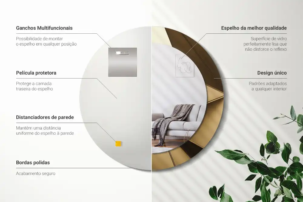 Okrúhle zrkadlo s potlačeným rámom Moderná abstrakcia