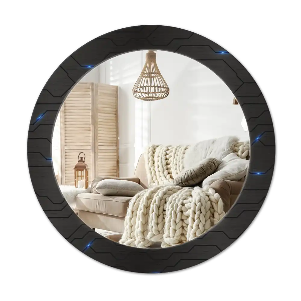 Okrúhle zrkadlo s potlačeným rámom Futuristická abstrakcia