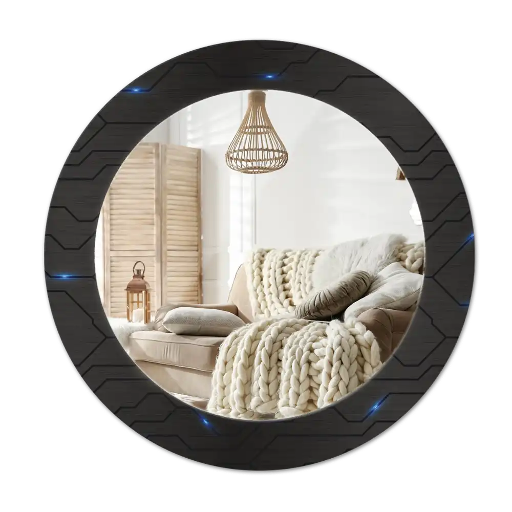 Okrúhle zrkadlo s potlačeným rámom Futuristická abstrakcia