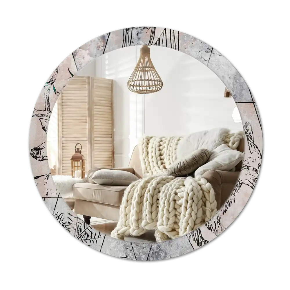 Okrúhle dekoračné zrkadlo na stenu Abstraktné zvieratá