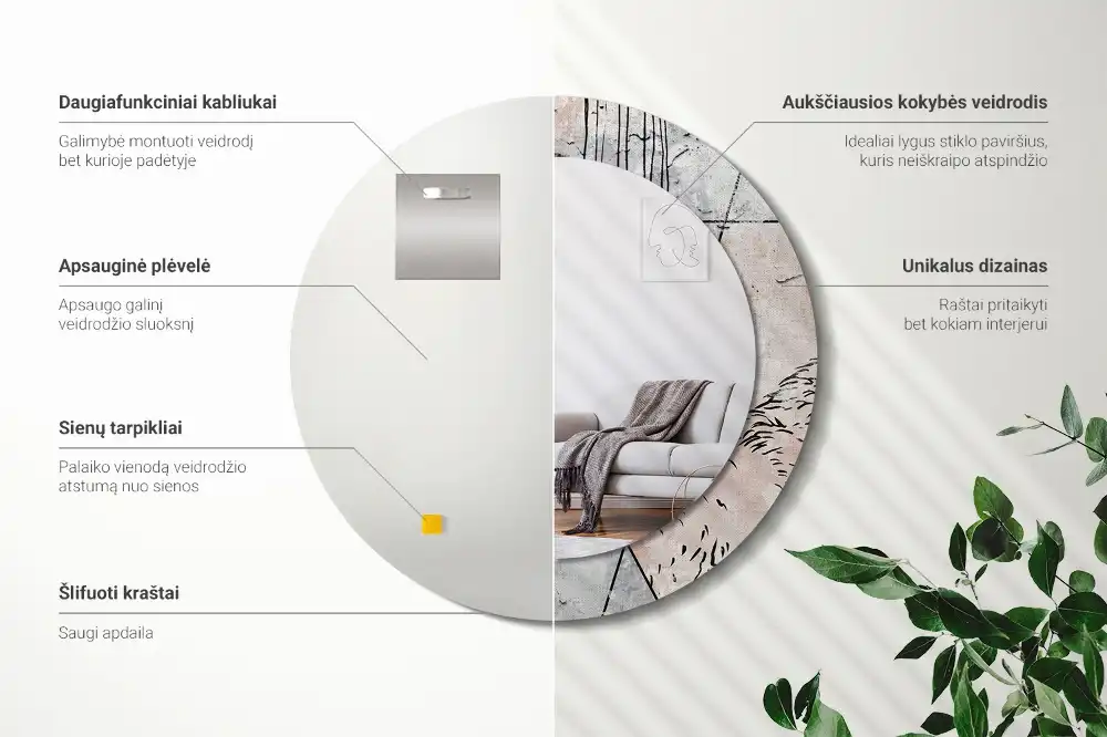 Okrúhle dekoračné zrkadlo na stenu Abstraktné zvieratá