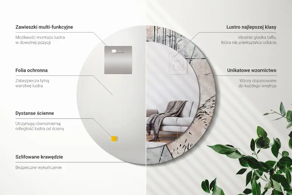 Okrúhle dekoračné zrkadlo na stenu Abstraktné zvieratá