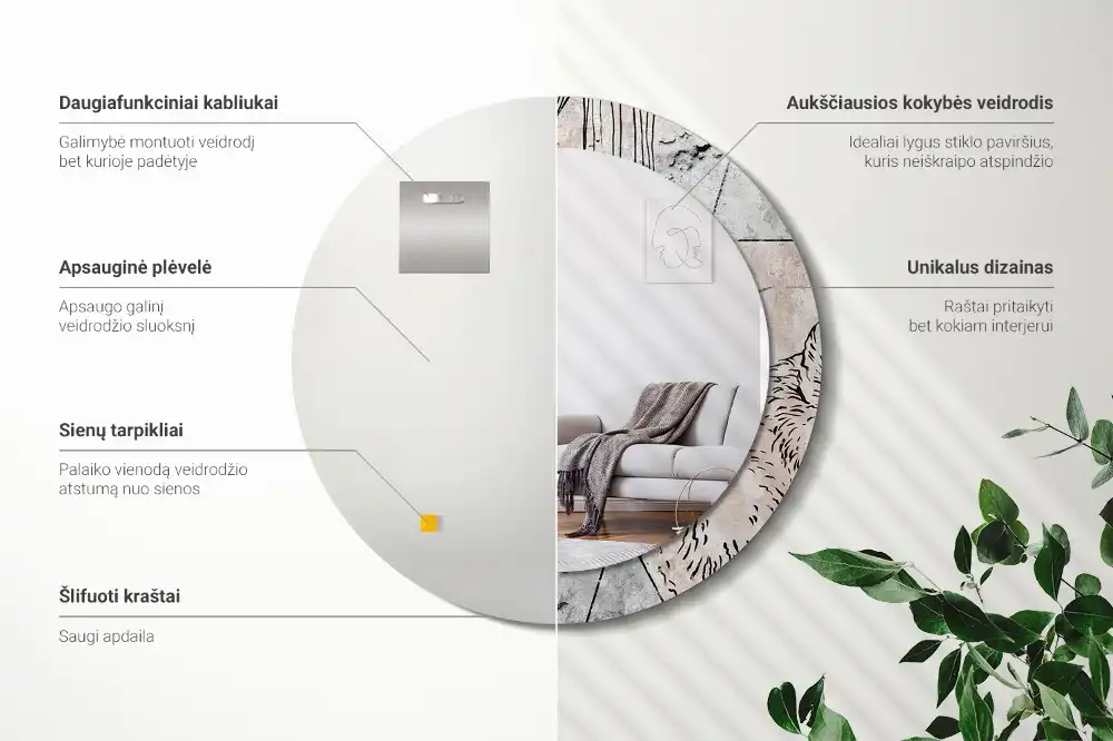 Okrúhle dekoračné zrkadlo na stenu Abstraktné zvieratá