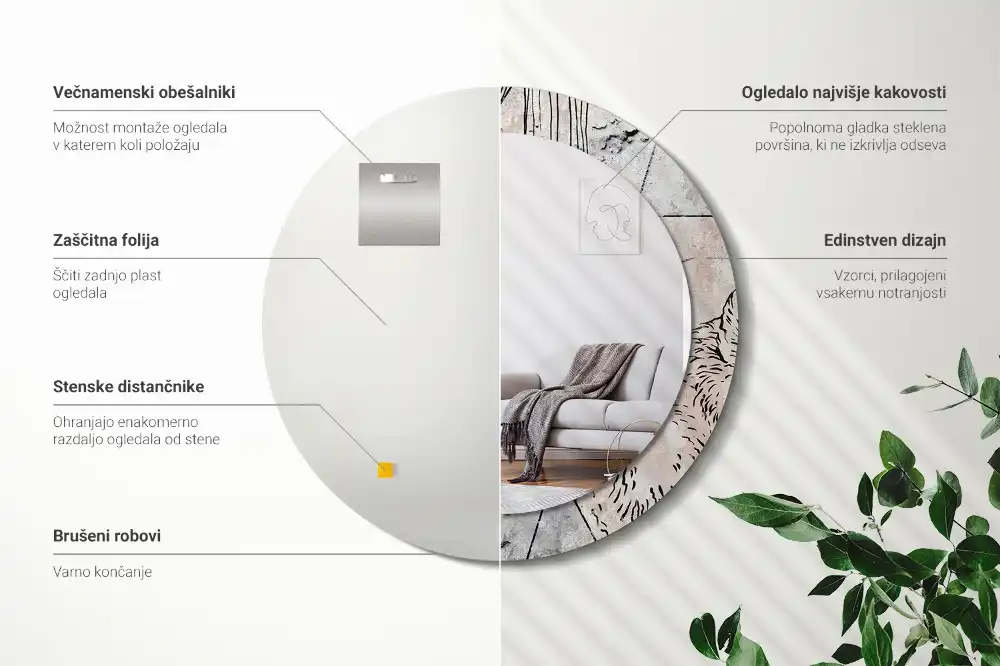 Okrúhle dekoračné zrkadlo na stenu Abstraktné zvieratá