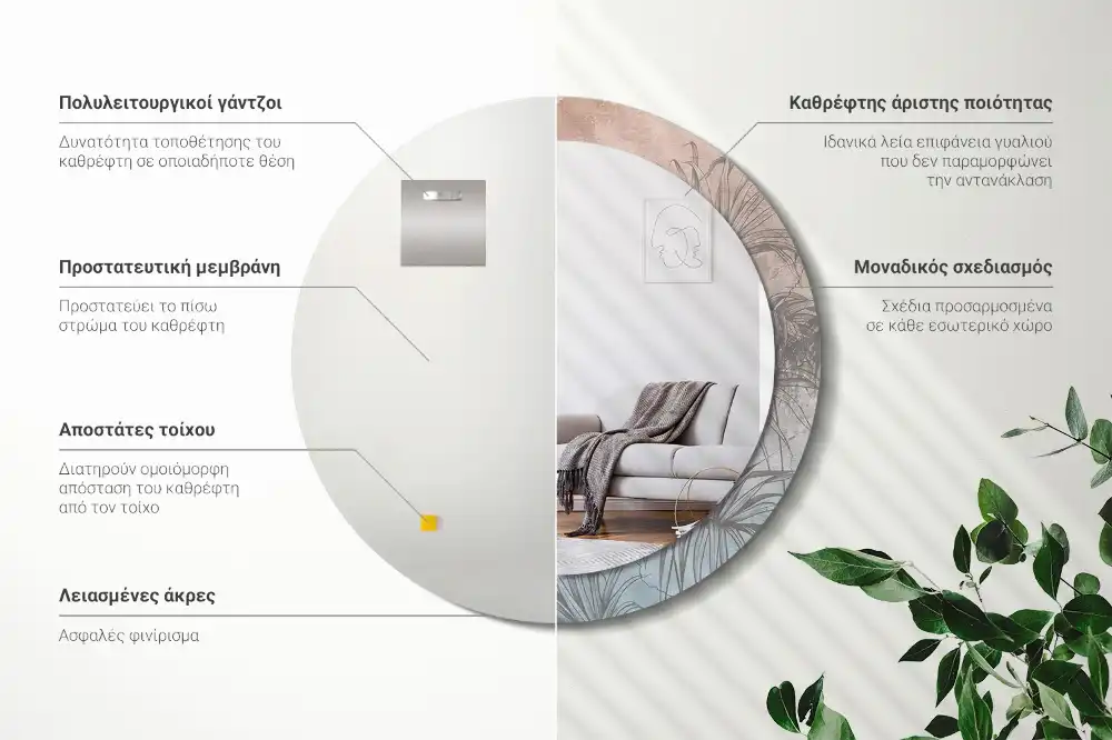 Okrúhle zrkadlo s potlačeným rámom Tropické kvety