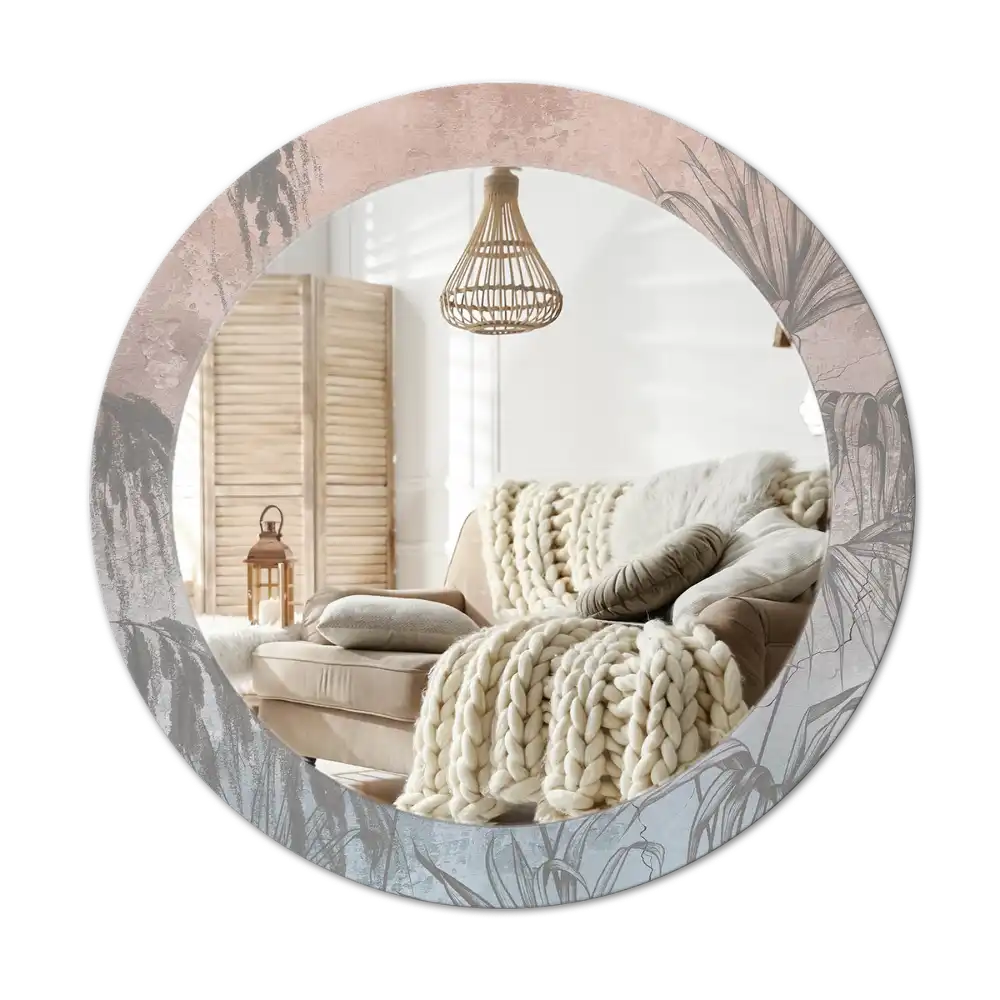 Okrúhle zrkadlo s potlačeným rámom Tropické kvety