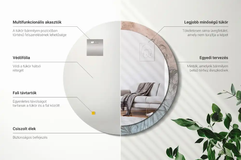 Okrúhle zrkadlo s potlačeným rámom Tropické kvety