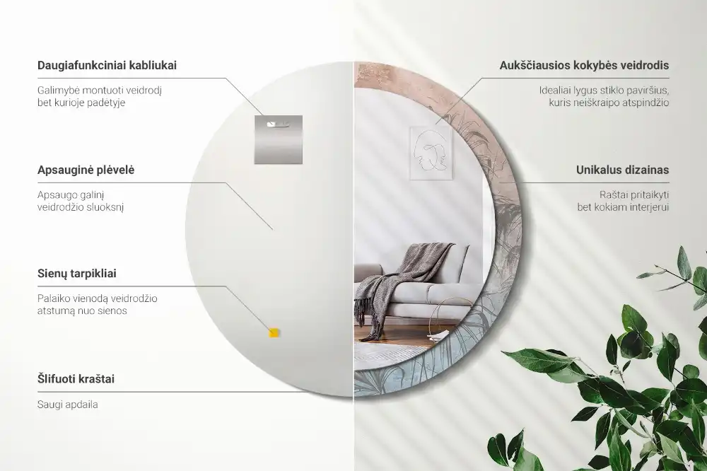 Okrúhle zrkadlo s potlačeným rámom Tropické kvety