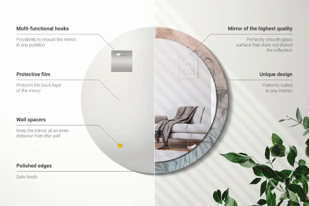 Okrúhle zrkadlo s potlačeným rámom Tropické kvety