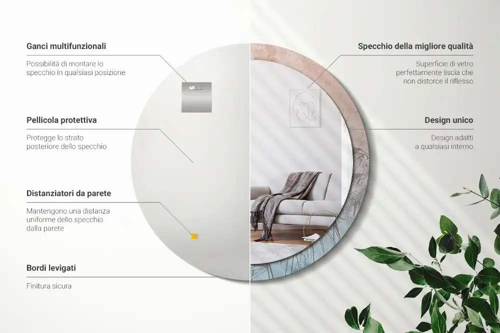 Okrúhle zrkadlo s potlačeným rámom Tropické kvety