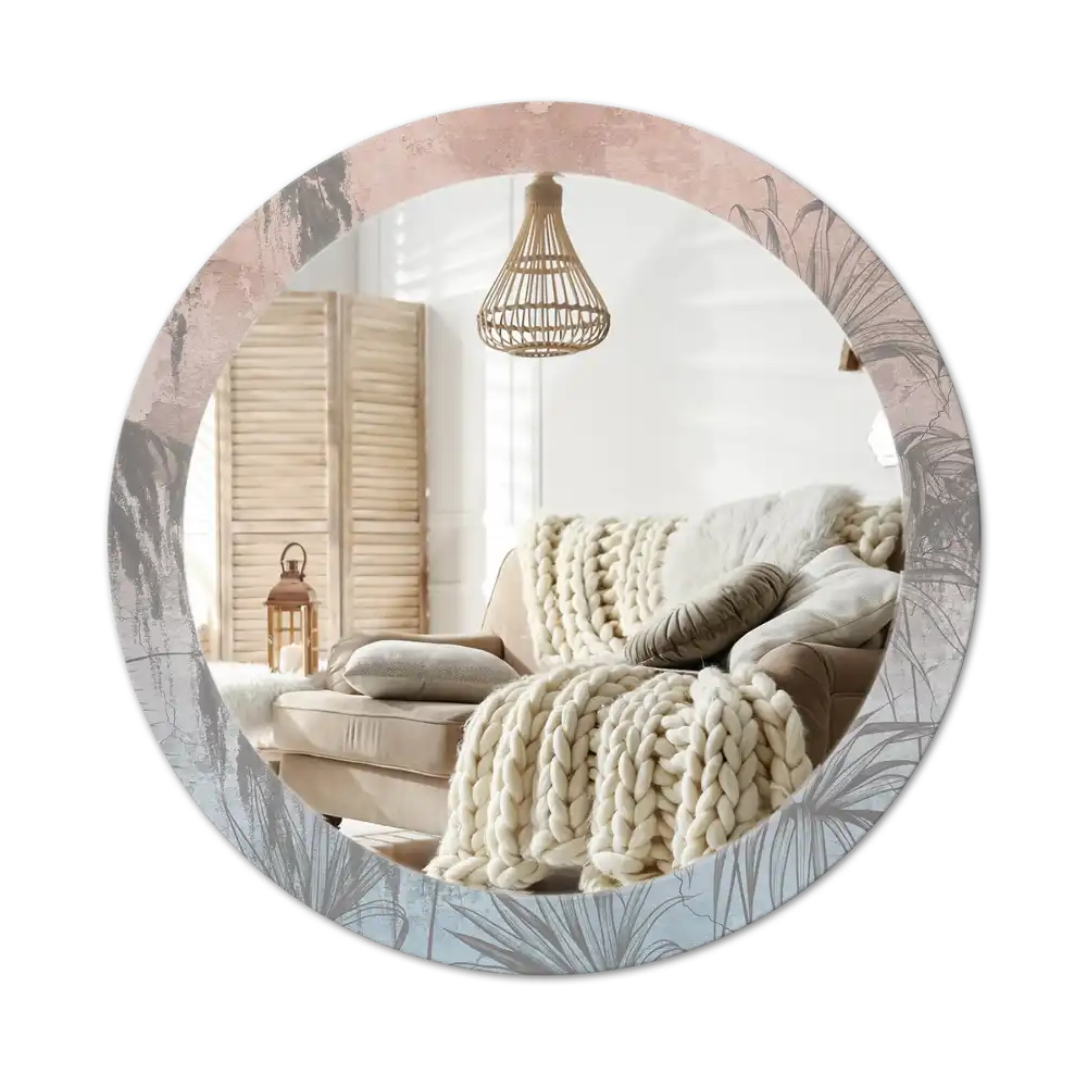 Okrúhle zrkadlo s potlačeným rámom Tropické kvety