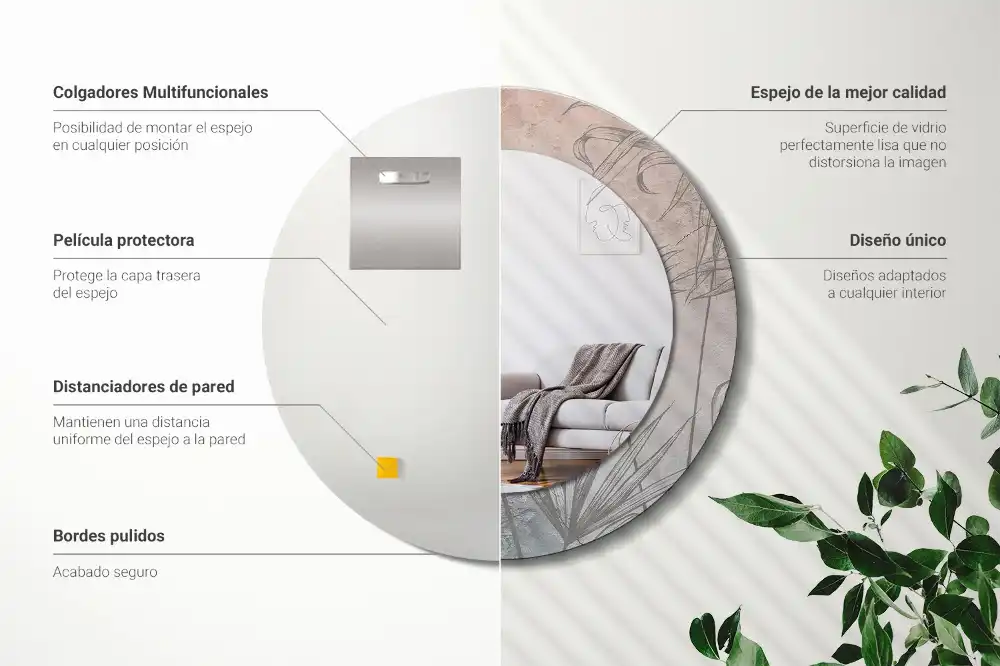 Okrúhle zrkadlo s potlačeným rámom Tropické kvety