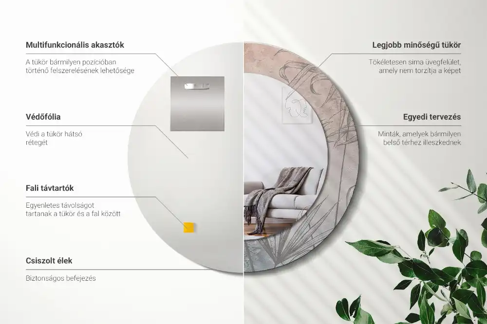 Okrúhle zrkadlo s potlačeným rámom Tropické kvety