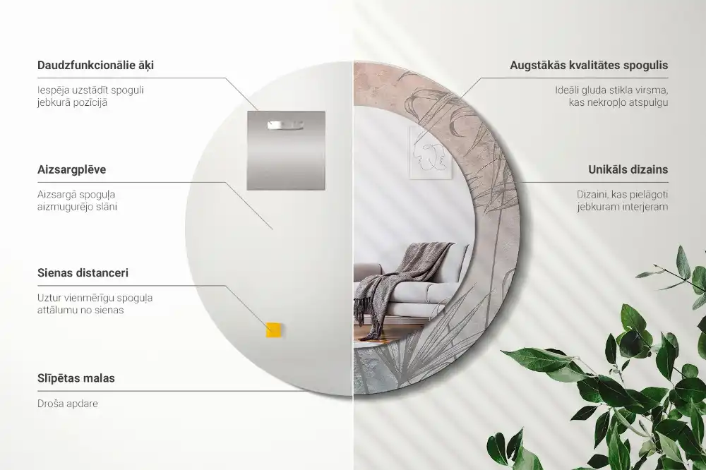 Okrúhle zrkadlo s potlačeným rámom Tropické kvety