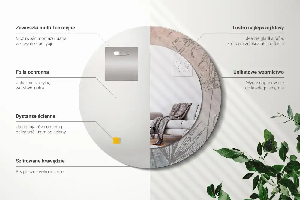 Okrúhle zrkadlo s potlačeným rámom Tropické kvety