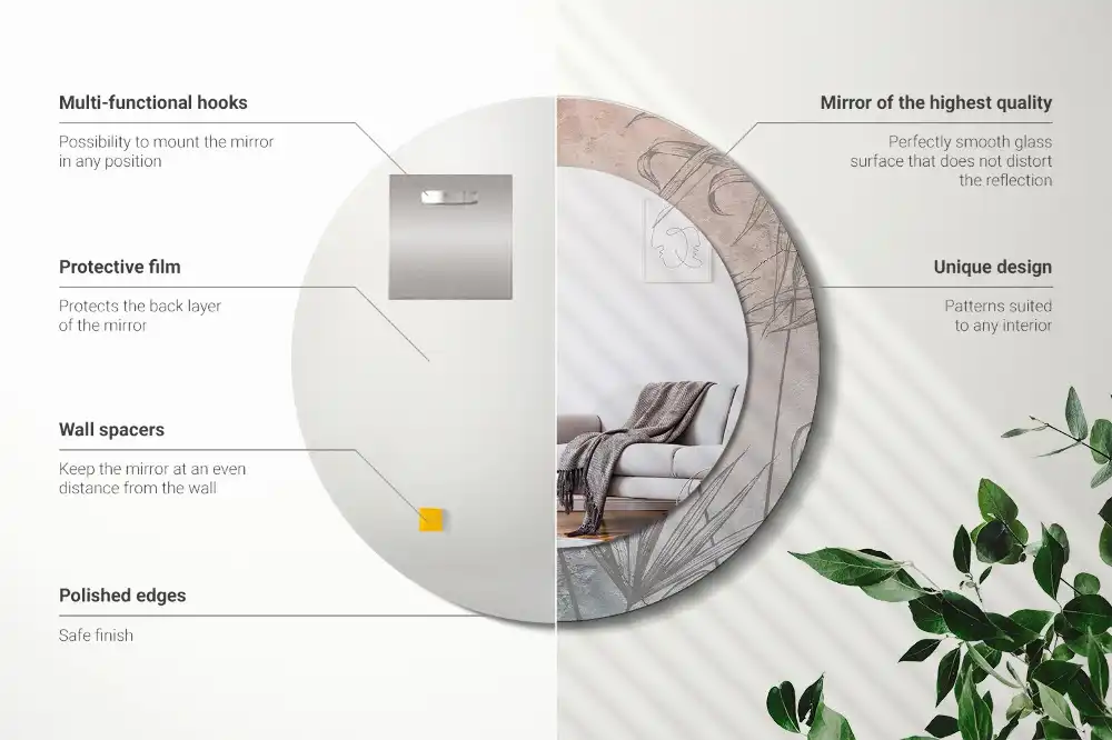 Okrúhle zrkadlo s potlačeným rámom Tropické kvety