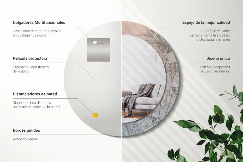 Okrúhle zrkadlo s potlačeným rámom Tropické kvety