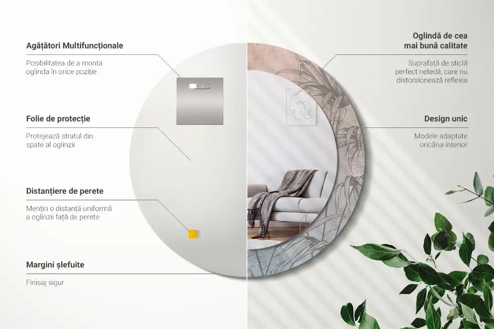 Okrúhle zrkadlo s potlačeným rámom Tropické kvety