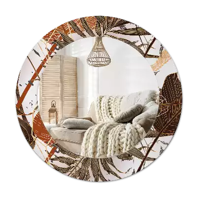 Okrúhle dekoračné zrkadlo na stenu Palmové listy