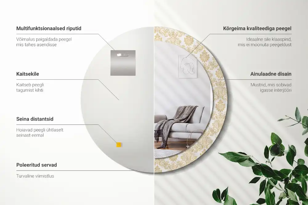 Okrúhle zrkadlo rám s potlačou Barokový vzor