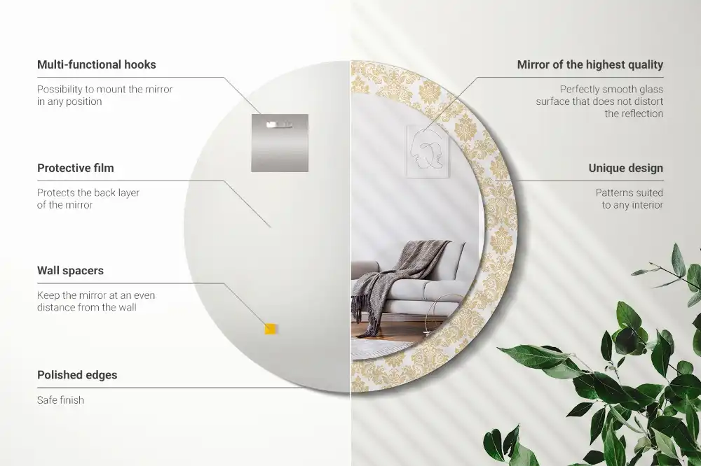 Okrúhle zrkadlo rám s potlačou Barokový vzor