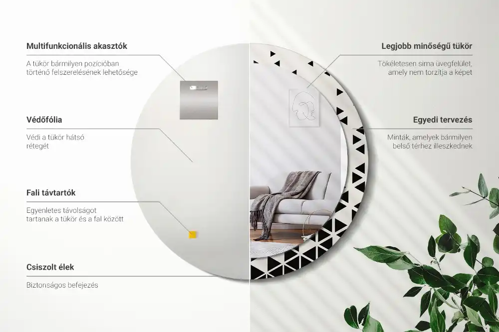 Okrúhle dekoračné zrkadlo na stenu Geometrická abstrakcia