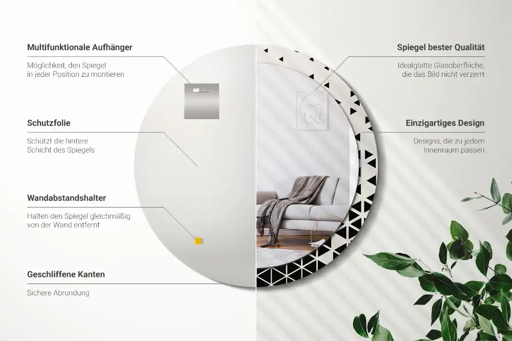 Okrúhle dekoračné zrkadlo na stenu Geometrická abstrakcia