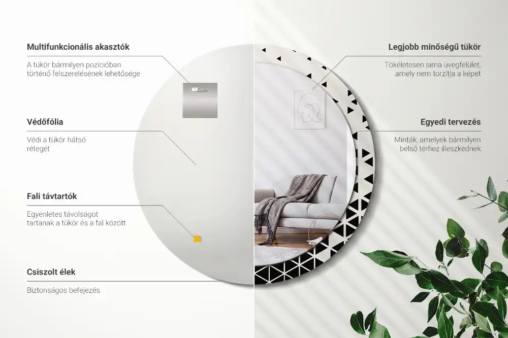 Okrúhle dekoračné zrkadlo na stenu Geometrická abstrakcia