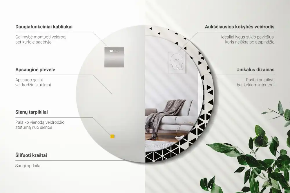 Okrúhle dekoračné zrkadlo na stenu Geometrická abstrakcia