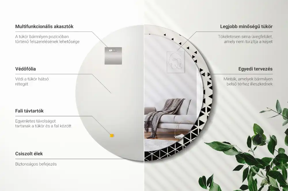 Okrúhle dekoračné zrkadlo na stenu Geometrická abstrakcia