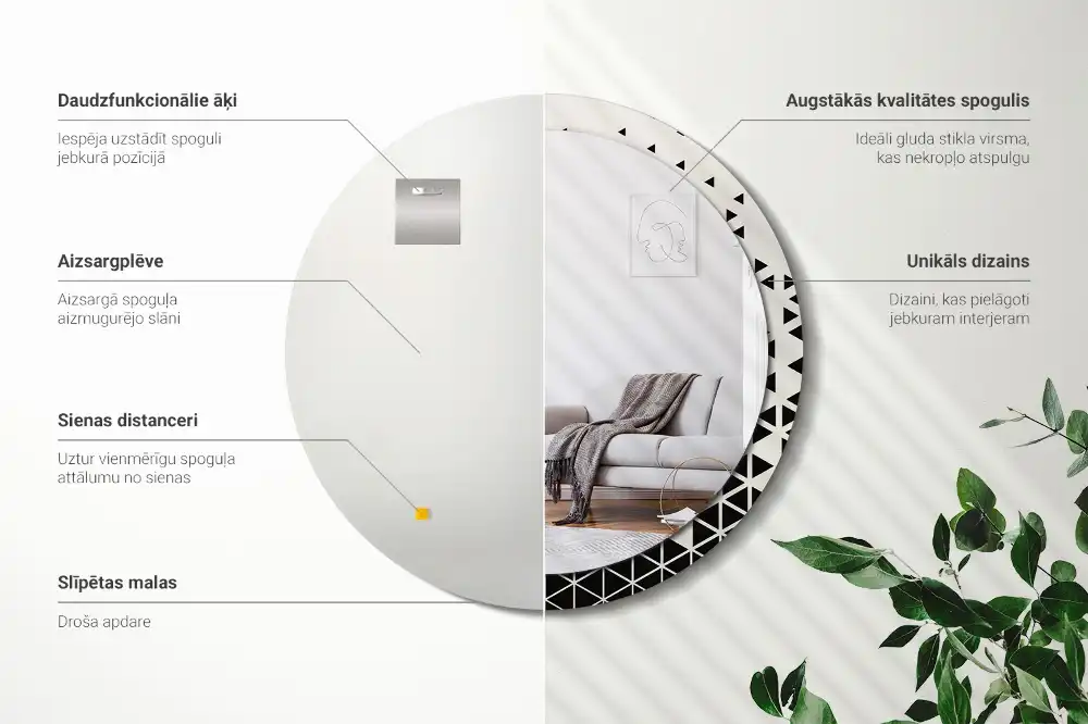 Okrúhle dekoračné zrkadlo na stenu Geometrická abstrakcia