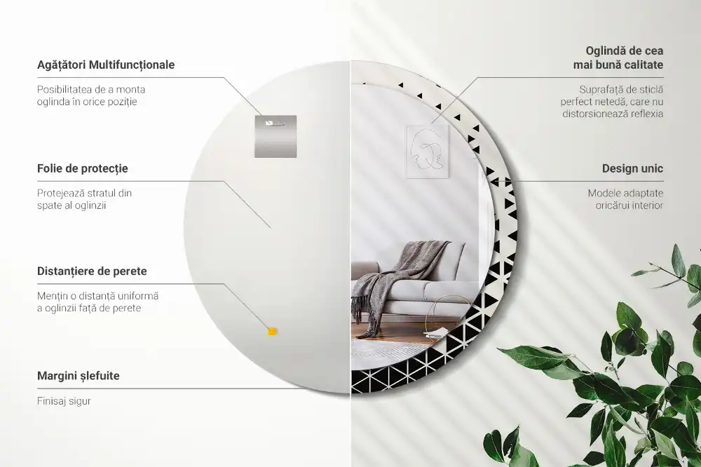 Okrúhle dekoračné zrkadlo na stenu Geometrická abstrakcia