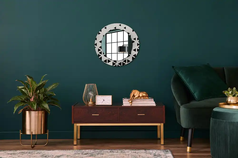 Okrúhle dekoračné zrkadlo na stenu Geometrická abstrakcia