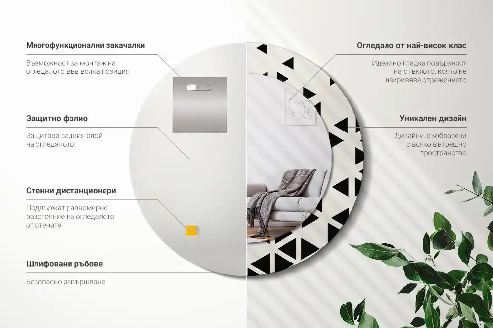 Okrúhle dekoračné zrkadlo na stenu Geometrická abstrakcia