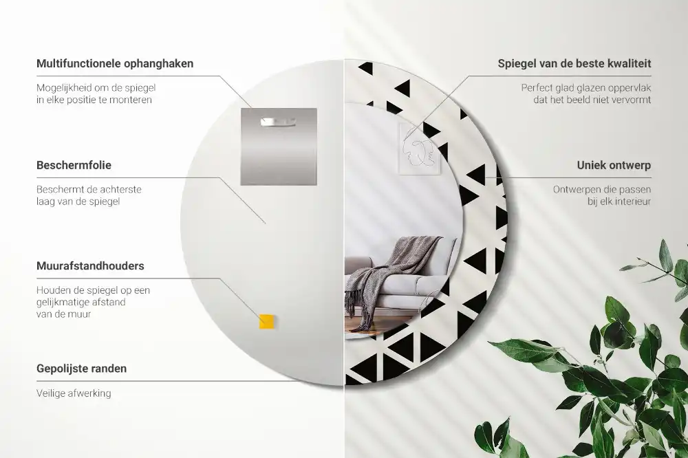 Okrúhle dekoračné zrkadlo na stenu Geometrická abstrakcia