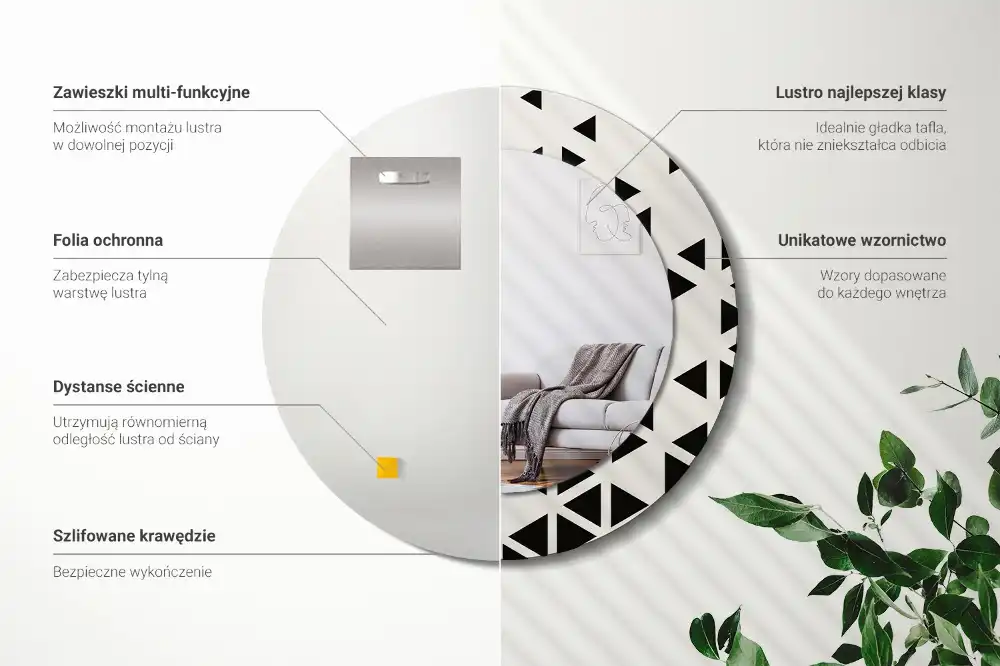 Okrúhle dekoračné zrkadlo na stenu Geometrická abstrakcia