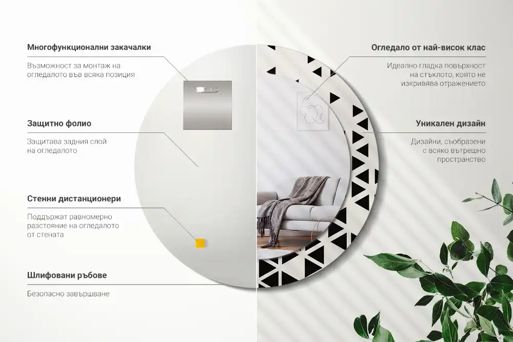 Okrúhle dekoračné zrkadlo na stenu Geometrická abstrakcia