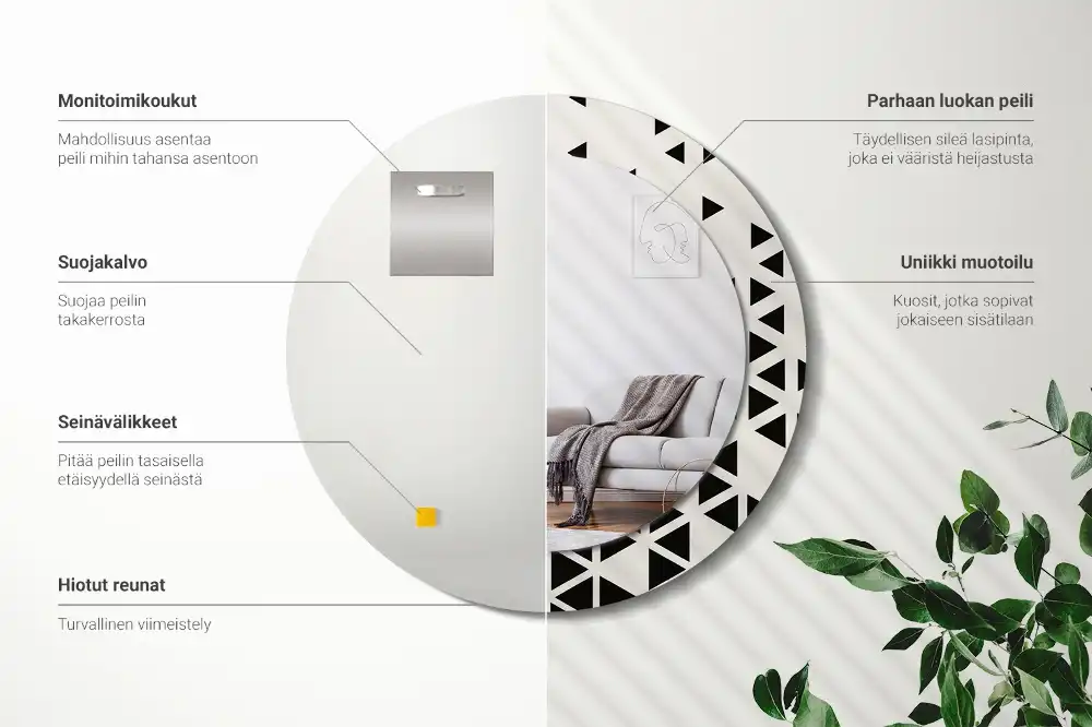 Okrúhle dekoračné zrkadlo na stenu Geometrická abstrakcia