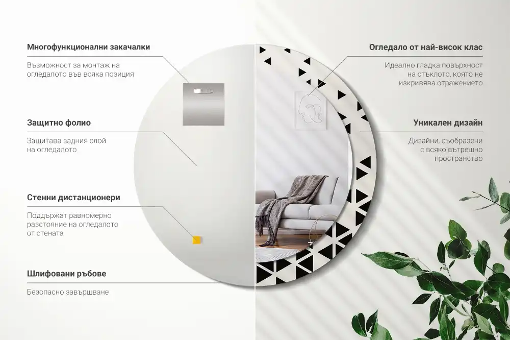 Okrúhle dekoračné zrkadlo na stenu Geometrická abstrakcia